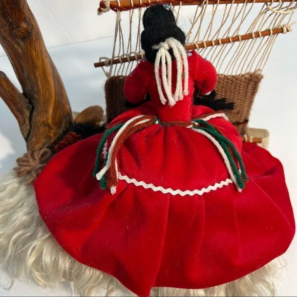 NAVAJO MINI LOOM WITH PICTORIAL WEAVING, CACRBW FIBER ART SCULPTURE VINTAGE RARE